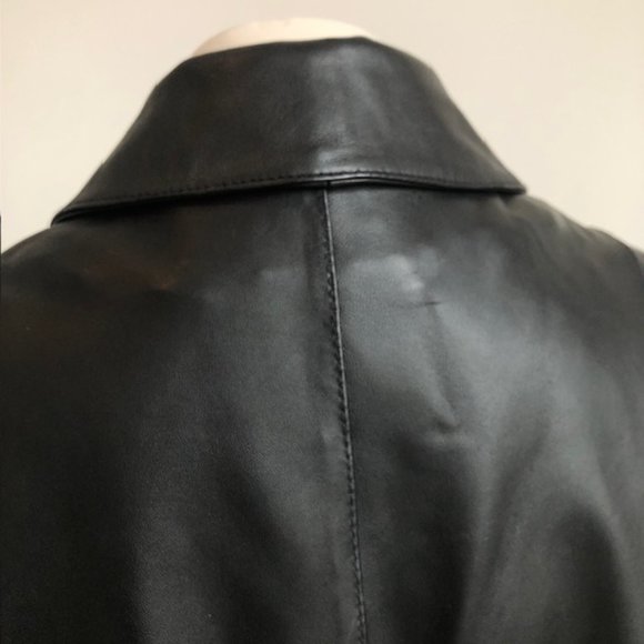 Black DANIER Leather Mid-Length Button-Front Coat / Jacket with Liner Vest XS - Picture 4 of 16